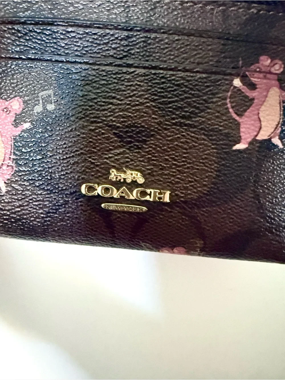 Coach Mini Skinny ID Case Wallet Signature Canvas Party Mouse Print